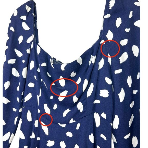 Reformation - Women’s ‘Sigmund’ Midi Dress in Splatter Print - Navy Blue, Size 2 - Picture 16 of 17